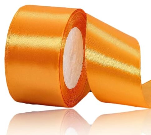 Geschenkband Orange 50 mm Breit,23 Meter Satinbänder Orange Stoff Schleifenband Kunsthandwerk, Kränze, Hochzeitsdekoration, Weihnachten, Haarbögen, Blumensträuße, Geburtstag und Geschenkverpackung