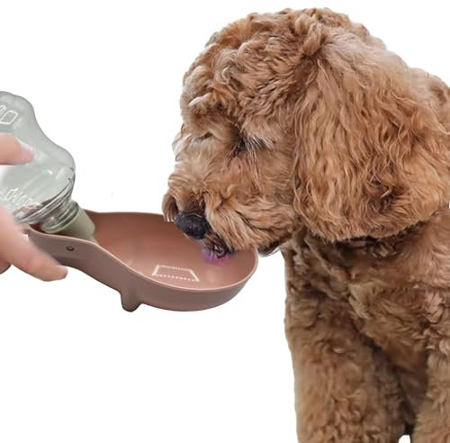Pet Guru® Botella de agua para mascotas de 250 ml, dispensador portátil, botella de agua de viaje para perros, cachorros, gatos, animales pequeños (rosa, 250 ml aproximadamente)