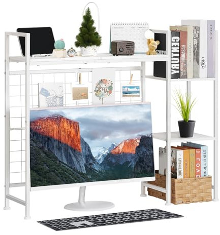 Tischregale für Schreibtisch,Schreibtisch-Stall für Computer,Regal, 3-Tier Schreibtisch Verstellbarer Regal,Büro Organizer Schreibtisch, Heimdekoration für Zuhause, Schreibtisch-Stall für Computer