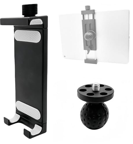 Aluminum Alloy iPad Tablet Holder with 1 (25mm) Ball Head Adapter Compatible with RAM mounts B Size Double Socket arm and Car Mount, 360° Tablet Mount for iPad and Other Devices from 4.7-9.8