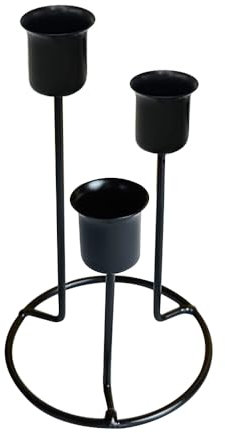 WEISIPU Iron Taper Candle Holders 3 Arms Candelabra Metal Candle Stand Holder for Dinner Table Black Metal Candlestick Holders for Halloween, Fall, Thanksgiving & Christmas Decor