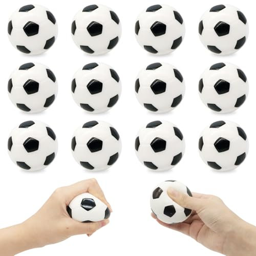 Forhandy 12 Stück Stress Fußball, 6,3 cm SchaumStoffball Stressball Fussball Klein Sportbälle Stressbälle Squishy Stress Ball für Erwachsene und Kinder zum Geburtstag Kindertag Weihnachten Geschenke