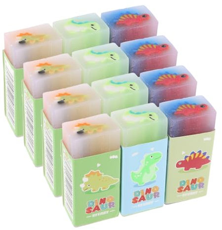 TEHAUX 12stücke Cartoon Dinosaurier Design Radiergummis Tragbare Bleistift Radiergummis Für Schüler Schulbedarf Material