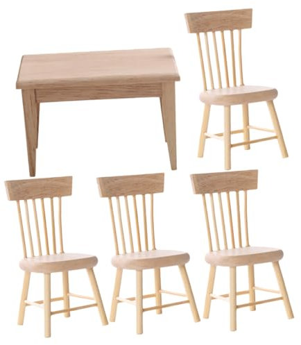ifundom 5stücke Miniatur Möbel Set Aus Holz Für Puppenhaus Teiliges Tisch Und Stuhlset Für Kreatives Spielen Robust Und Detailreich Geeignet Für Miniaturwelten Und Bastelprojekte