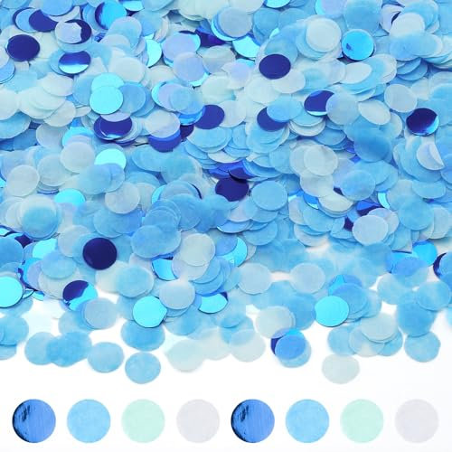 Hopton Konfetti 6000 Stück, Blau Konfetti Geburtstag Rund, Hochzeit Streudeko, Papier Pastell, Papier Confetti Tischdeko für Geburtstag Hochzeit Party Dekoration