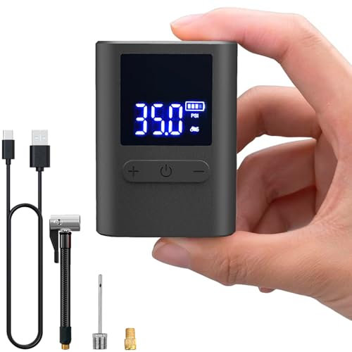 100 PSI Mini Electric Bike Pump, Cordless Portable Bicycle Pump with Digital Pressure Gauge Type-C Function Tire Inflator for E-Bike,Mountain,City,RoadBike with Presta & Schrader Valve