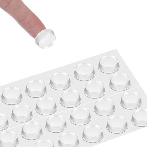 Paquete de 24 almohadillas de cristal antideslizantes para mesa, almohadillas antideslizantes de 20 mm x 5 mm, transparentes, autoadhesivas, redondas, de goma, pinzas de vidrio para cajones y