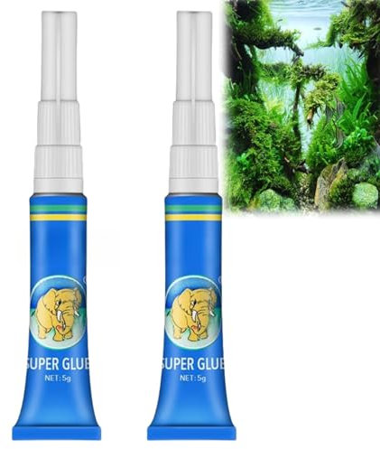 Clear Aquarium Glue 2 Pack - Ideal for Plants, Rocks, Moss, Coral, Stone & Wood - Quick-Drying, Reef-Friendly Sealant for Aquascaping & Water Plants