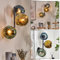 HOFSTEIN Wandleuchte Ripoll, Wandlampe aus Metall/Glas in Schwarz/Blau/Grün/Gold, moderne Leuchte im Retro/Vintage-Design (Schirme Ø 15 cm), E14, Wohnzimmer, Schlafzimmer, Küche, Flur, Treppenhaus