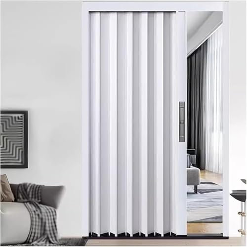 Puerta acordeón, puertas de acordeón plisadas, puertas de armario plegables, puerta corrediza interior de aluminio con cerradura, panel de puerta de acordeón,24x40in(61x101cm)