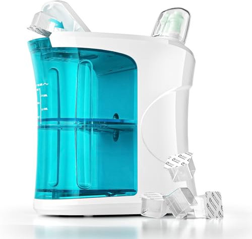 Set doccia nasale per adulti e bambini – Lavaggio nasale elettrico con sale – Pulizia delicata per sinusite & allergia – Risciacquone nasale portatile per l'igiene quotidiana.