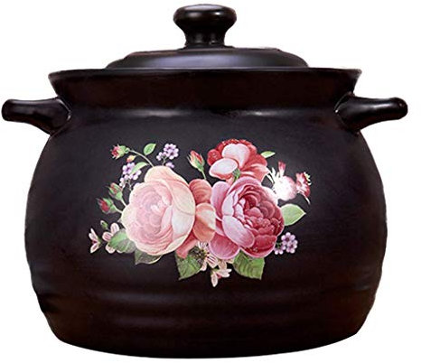 SUNMME Ceramic Stew With Lid Soup Pot For The Kitchen At Home Round Casserole Rice Cooker Heat-resistant Clay Earthen zwart 2.5 L (zwart 4.5l)
