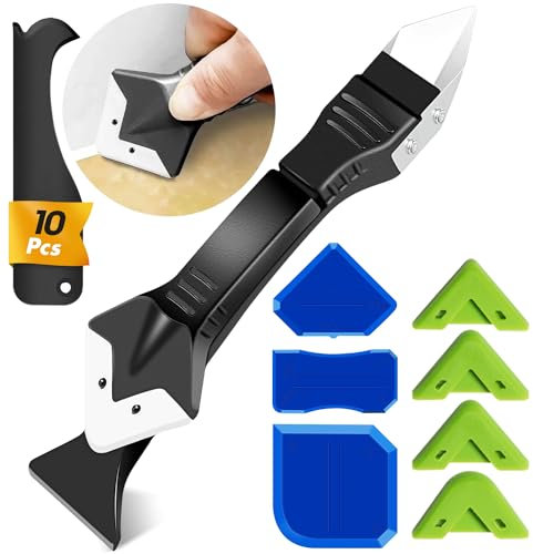 FOLAI Silikonentferner Werkzeug Set Silikon Abzieher - 3 in 1 Silikonpads Dichtungsdüsen für Küche Bad Boden Spüle Fenster Abdichtung