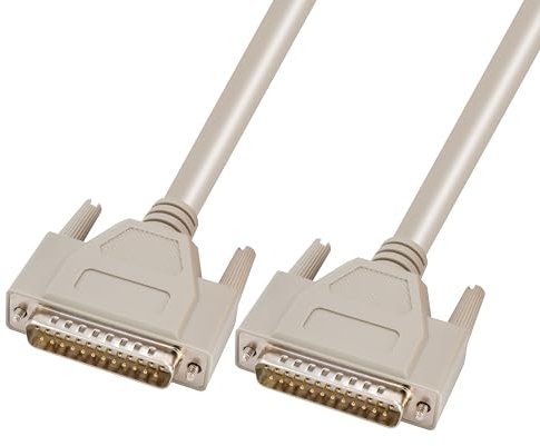 BIGtec 10m serielles Kabel RS232 D-Sub Datenkabel 25pol Stecker auf Stecker Anschlußkabel Verbindungskabel Sub-D grau