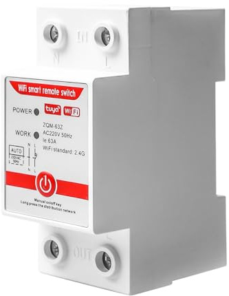 Zeitschaltuhr Hutschiene WLAN, Intelligente Zeitschaltuhr Hutschiene WiFi Steuerschalter Tuya Schalter Fernbedienungsschalter mit APP Steuerung AC220V (2P-63A)