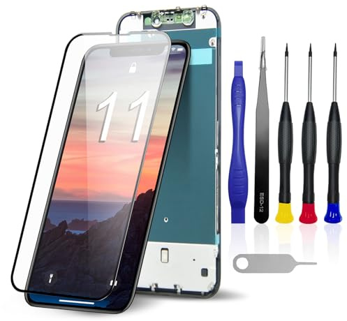 VOXATVO LCD screen replacement for iPhone 11 6.1 inch | Full Digitizer Display Assembly, Complete Repair Tools Kit, COF LCD, Fits Model A2111 A2221 A2223 DIY Installation