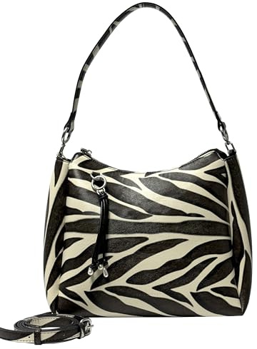 SEIDENFELT Damen-Midi-Hobo SANDVE Schultertasche-Zebra