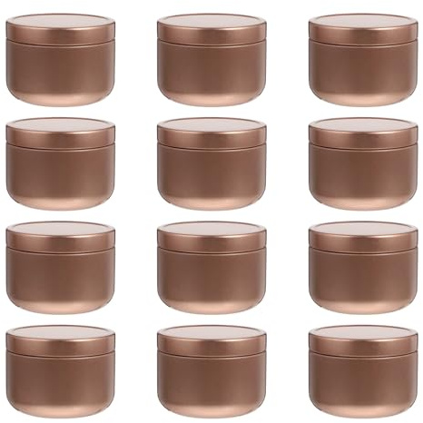 Levemolo 12pcs Empty Tinplate Candle Tins, Sturdy Golden Travel Tins for DIY Candle Making, Storage for Jewellery and Beads, Home Craft Use