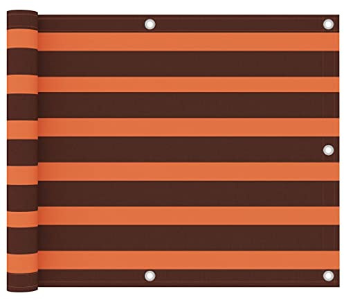 Parasol et protection solaire pour terrasse, balcon - Orange et marron - 75 x 400 cm - En tissu Oxford - Couverture facile pour une protection toute l'année