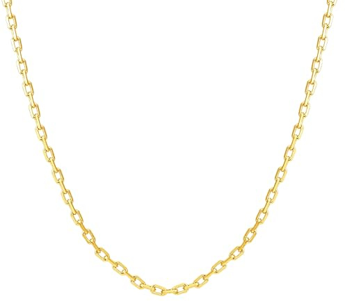 Brandlinger ® Halskette Damen. Gliederkette eckig 2mm. Kette Damen vergoldet mit 18 Karat Gelbgold oder Weißgold. Schmuck für Frauen und Mädchen. Kettenlänge verstellbar 40-45cm.