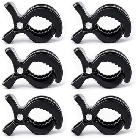 MUNZE Kinderwagen Klammern 6 Stück Schwarz Standard Clips Befestigung Spielzeug Sonnenschutz Zubehör