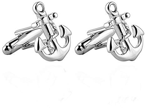 Gemelos Ancla para Camisa EXINOX | NAUTICA COLLECTION | Ancla Barco Mar | Color Plata | Acero Inoxidable