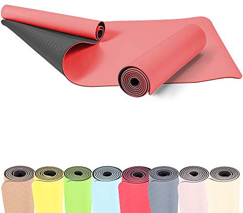 GORILLA SPORTS® Yogamatte - 180 x 60 x 0,6 cm, Rutschfest und Hautfreundlich, aus TPE, Farbwahl - Gymnastikmatte, Sportmatte, Trainingsmatte, Pilatesmatte, Fitnessmatte, Übungsmatte