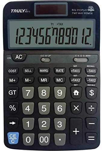 Procalc TRULY - Calculatrice de Bureau, Solaire + Pile, 12 Chiffres