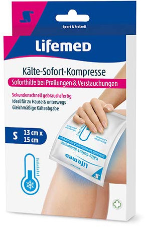 Lifemed – Compressa fredda-Sofort, 15 cm x 13 cm, bianco, taglia S, aiuto in caso di contusioni e distorsioni, confezione da 4 (4 x 1 pezzo)