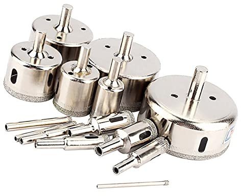 FTVOGUE 14Pcs / set 3-70mm Diamante Brocas recubiertas Cortadora de sierra de agujero para azulejos de porcelana de vidrio mármol, granito