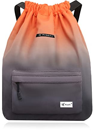 Risefit Waterproof Drawstring Bags, Printed Gym Sackpacks Bags Sports Backpacks for Shopping Swimming Yoga for Men Women Girls Students