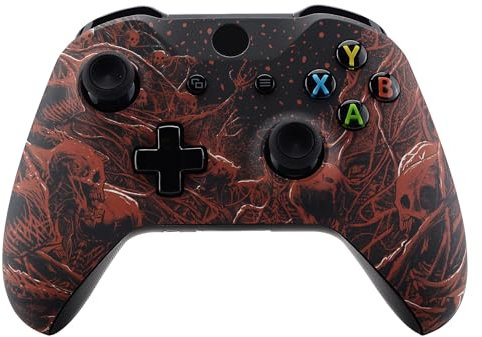 eXtremeRate Blood Purgatory - Carcasa Frontal con patrón de purgatorio de Sangre, Kit de Repuesto de Cubierta de Placa Frontal Suave al Tacto para Xbox One S y One X Controller (Modelo 1708)