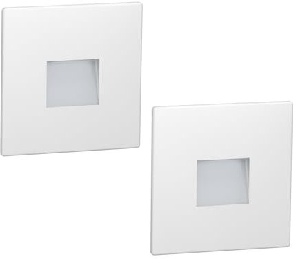ledscom.de 2 Stück LED Treppenlicht/Wandeinbauleuchte FOW für innen und außen, Downlight, eckig, 85 x 85mm, warmweiß