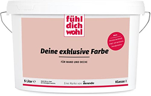 Fühl Dich Wohl Deine Farbe rot, matte Wandfarbe rot, hohe Deckkraft, verschiedene Rottöne zur Auswahl (5L, Rosenquarz)