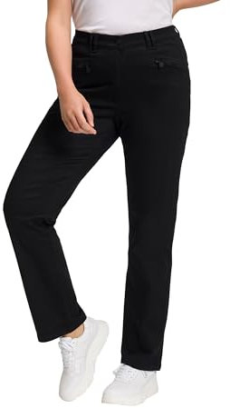 Ulla Popken Damen große Größen Übergrößen Plus Size Basic Stretchhose Mony, farbecht, leicht schmal zulaufend schwarz 48 802969100-48
