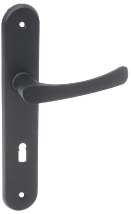 Aqbau® Set de poignées de porte avec plaque longue - Noir - Poignée de porte - Poignée de porte - Ferrure de porte (BB Buntbart)
