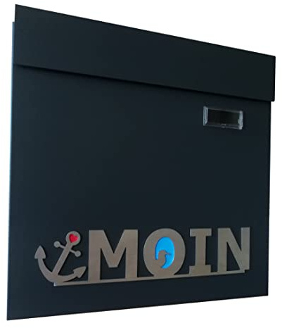 ICEBORN Briefkasten Moin anthrazit grau RAL 7016 mit Zeitungsfach Edelstahl, 370 x 370 x 100mm