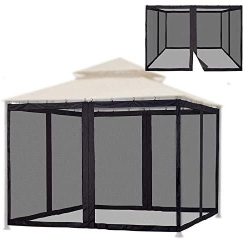 Moskitonetz mit Reißverschluss für Universal Outdoor 10x10 ft Baldachin Zelt, DIY Vorhang Stil Baldachin Wände für Terrasse Pavillon (nur Moskitonetz, schwarzes Pavillon Moskitonetz 10 x 10ft)