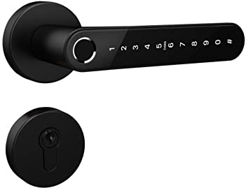 Gelikom ET2-0 Smart Home Türgriff mit RFID, Fingerprint & PIN (Schwarz + Gateway)