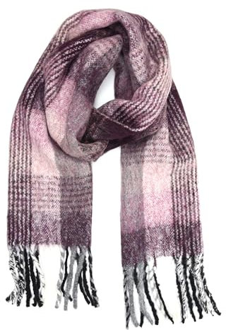 collezione alessandro Italienischer Schal Beth kariert mit Fransen 210cm x 30cm