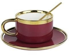 TOMYEUS Smart Mug Coffee Set Cup Saucers With Gold Spoon Milk Tea Mugs Drinking Utensils Birthday Presents Wedding Gift Box Packaging Milk Tea Cup (Color : Red)