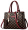 NICOLE & DORIS Damen Handtasche Elegante Schultertaschen Bedruckte Handtaschen PU Leder Frauen Umhängetasche Shopper Tote Mittelgross Tasche Henkeltasche mit Anhänger Burgundisch