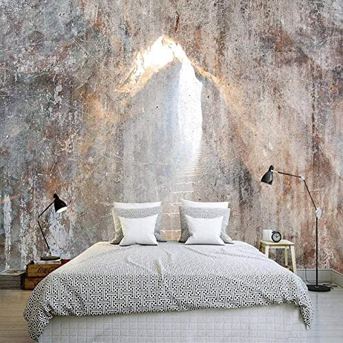 Papier Peint Photo Mural Personnalisé Pierre Des Cavernes Vintage - Papier Peint Auto-Adhésif Panorama 3D Papier Peint Mural Effet 3D Affiche Murale Pour Salon Chambre Chambre D'Enfant 400(L)x280(H)cm