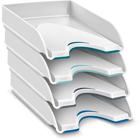 CEP Lot 4 Corbeilles à courrier Banette Organiseur Riviera Nuance Soft Rangement Bureau Papier cahiers formats A4 et 24x32cm Colori Assorti