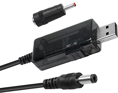 YACSEJAO USB 5V to 9V/12V Step Up Cable 2.6FT/0.8M USB to 9v, 5v to 12v Step Up Step Up Voltage Converter with DC Jack 5.5 x 2.1mm(3.5 x 1.35mm)