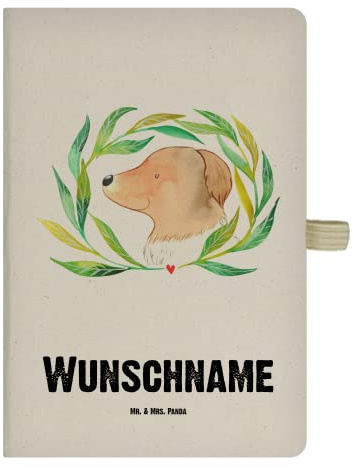 Mr. & Mrs. Panda Personalisiertes Reisetagebuch Hund Blumen - Personalisierte Geschenke, Notizbuch personalisiert, Gassi gehen, Hunde, Ranke, Umarmen, Buch, mit Namen, Geschenk, Skizzenbuch, Sprüche