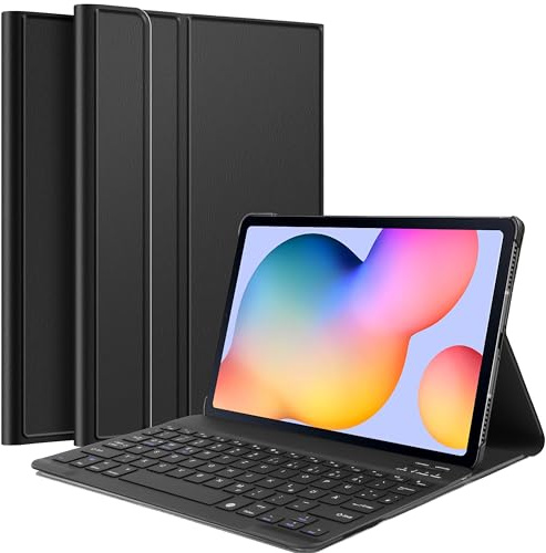 Cazy Funda para tablet con teclado adecuado para Samsung Galaxy Tab S6 Lite - QWERTZ - Funda con teclado Bluetooth - Negro
