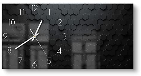 DEQORI Glasuhr | vertikal 60x30 cm | Motiv Abstrakte 3D-Struktur | große XXL Design Uhr aus Glas | leise Wanduhr für Wohnzimmer & Küche | moderne Hingucker Uhr für die Wand