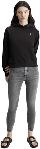 Calvin Klein Jeans Damen Hoodie Ck Embro Badge Regular mit Kapuze, Schwarz (Ck Black), XXS