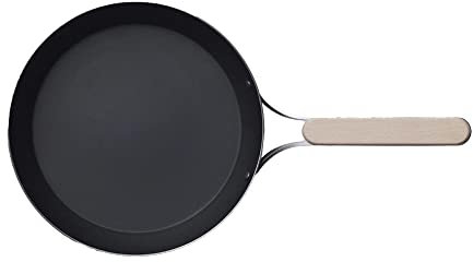 IPPINKA Japanese Cast Iron Skillet, Frying Pan, Made in Tsubame, Japan, Wooden Handle, 8.6 inch